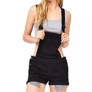 Wax Jean Black Denim Romper Overall Shorts - Size M